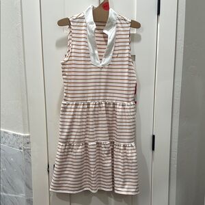 Nautica tan and White Striped Dress NWT
